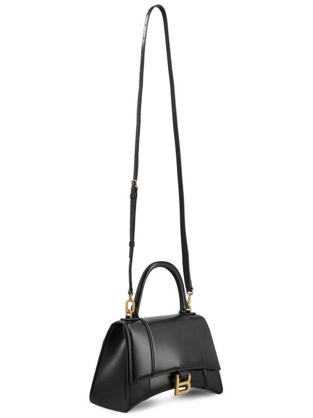 Hourglass Small Tote Bag in Shiny Box Calfskin Black - BALENCIAGA - BALAAN 4