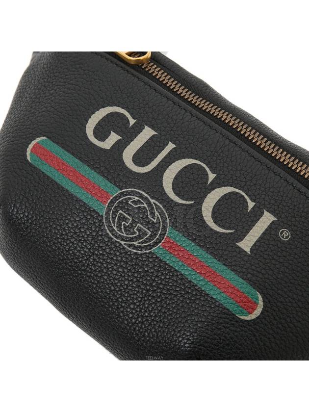 Logo Print Black Leather Belt Bag Waist Hip Sack 527792 - GUCCI - BALAAN 6