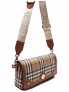 Women's Check Leather Top Handle Shoulder Bag Beige - BURBERRY - BALAAN 4