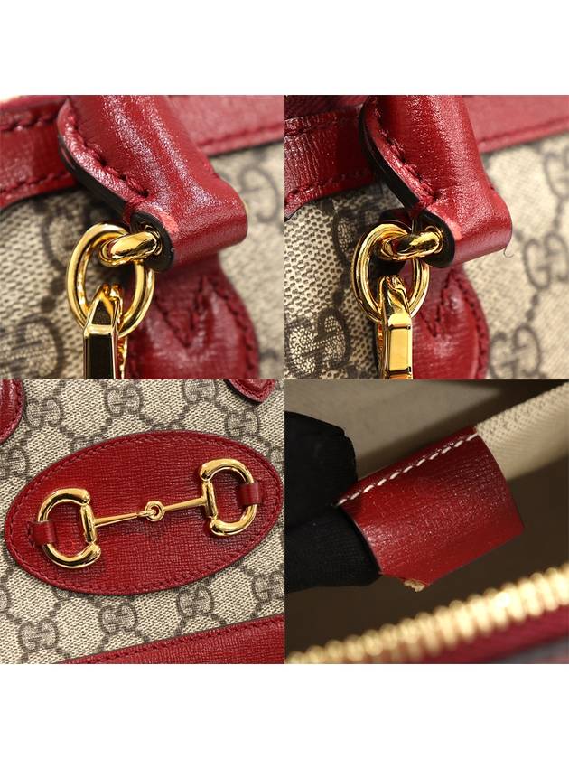 640716 GG Supreme Canvas Red Leather Horsebit 1955 Mini Top Handle Bag 2WAY - GUCCI - BALAAN 7