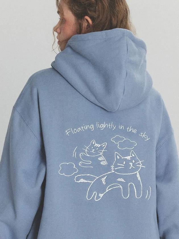 Cloud Cat Embroidered Hoodie Blue Grey - CPGN STUDIO - BALAAN 1