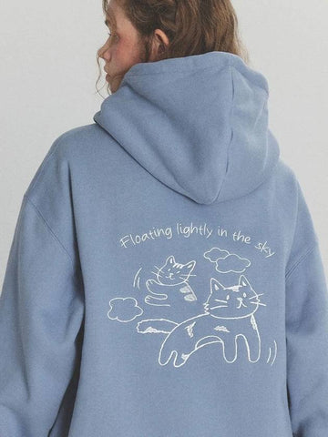 Cloud Cat Embroidered Hoodie Blue Grey - CPGN STUDIO - BALAAN 1