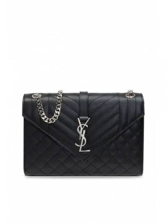 Envelope Medium Chain Bag in Mix Matelasse Grain De Poudre Embossed Leather Black - SAINT LAURENT - BALAAN 2