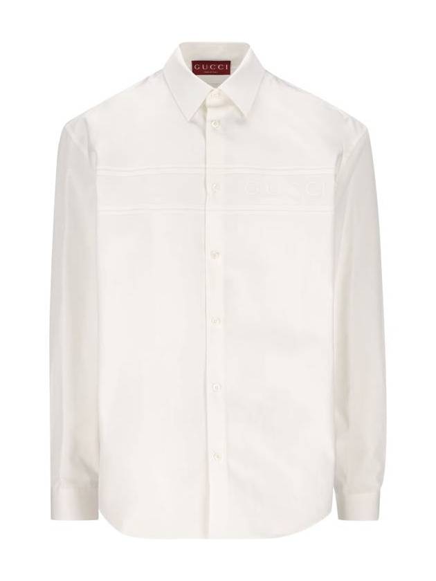 Logo Cotton Long Sleeve Shirt White - GUCCI - BALAAN 2