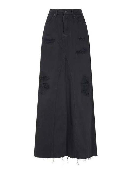 BLACK BULL Patch Destroyed Denim Skirt - DSQUARED2 - BALAAN 1