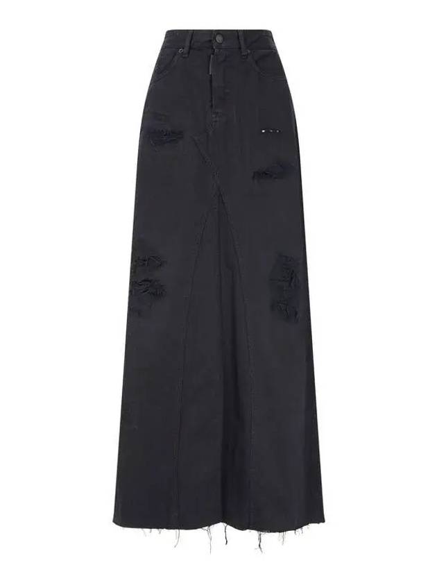 BLACK BULL Patch Destroyed Denim Skirt - DSQUARED2 - BALAAN 1