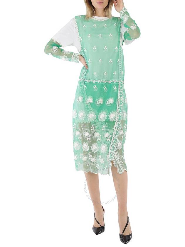 Embroidered Thule Midi Dress Green White - BURBERRY - BALAAN 2