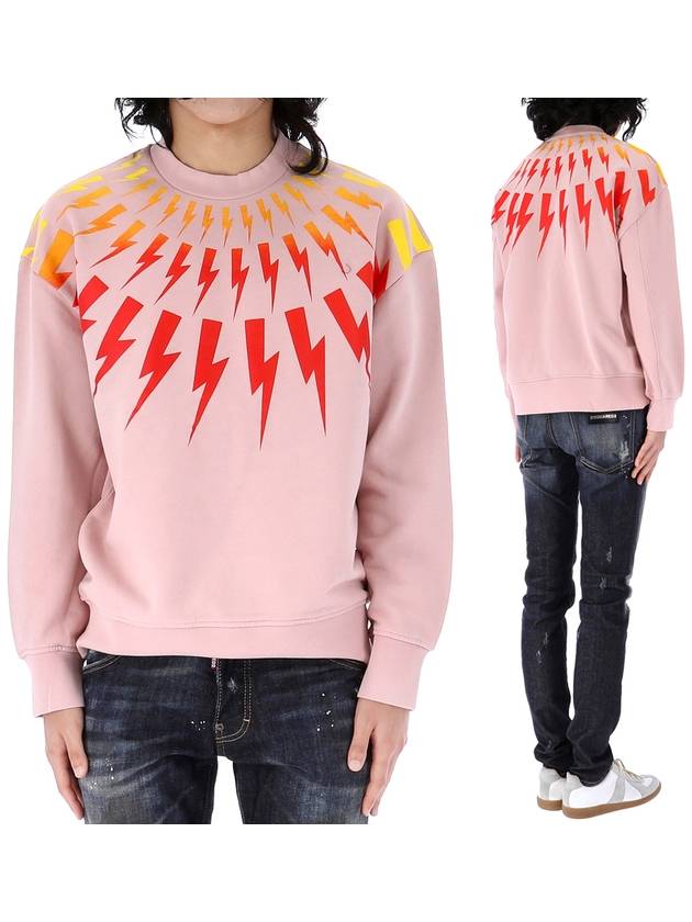 Fairisle Thunderbolt Sweatshirt Pink - NEIL BARRETT - BALAAN 1