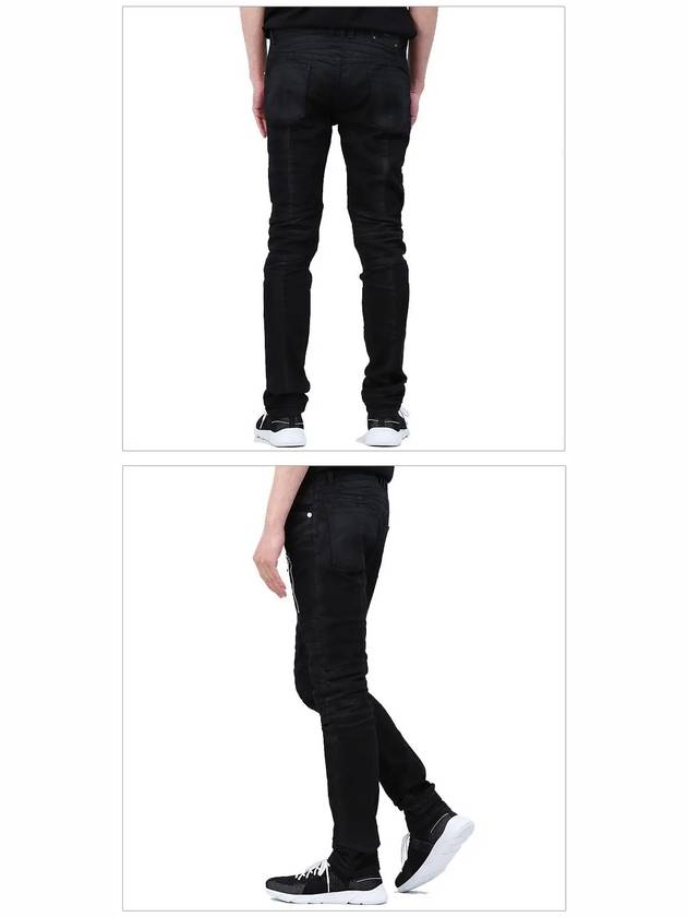 Zipper Slim Fit Biker Jeans Black - BALMAIN - BALAAN 4