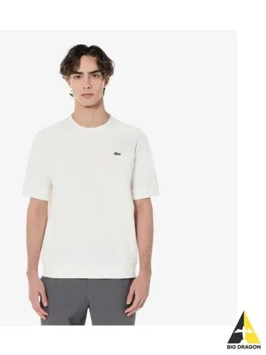 Men s Overfit Ottoman Solid T Shirt Cream - LACOSTE - BALAAN 1