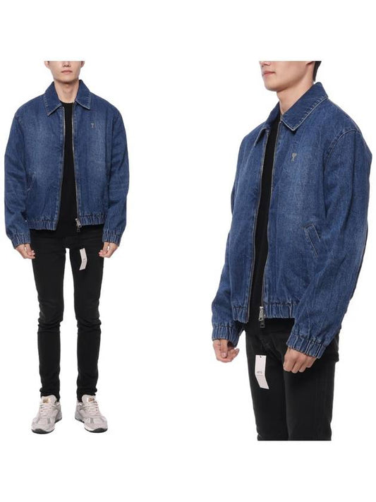 Men's Small Logo Denim Jacket Used Blue - AMI - BALAAN 2