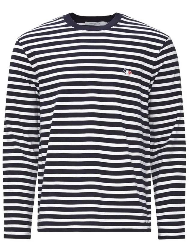 Fox Logo Stripe Long Sleeve T-Shirt Navy - MAISON KITSUNE - BALAAN 2