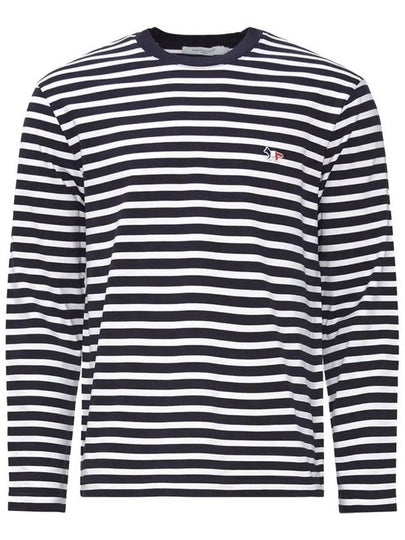 Fox Logo Stripe Long Sleeve T-Shirt Navy - MAISON KITSUNE - BALAAN 2