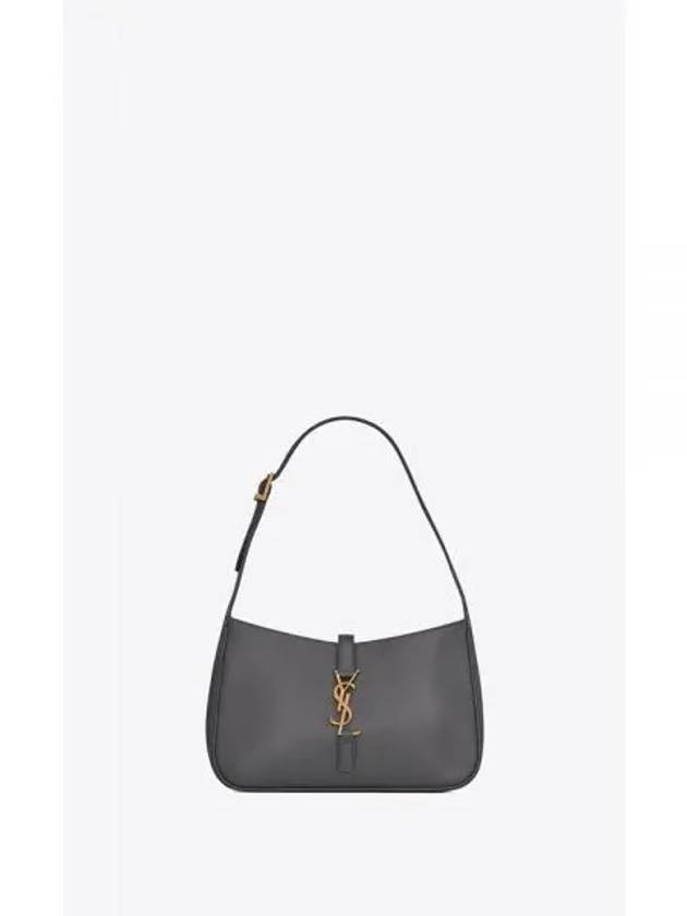 Le 5 A 7 Smooth Leather Hobo Shoulder Bag Dark Grey - SAINT LAURENT - BALAAN 2