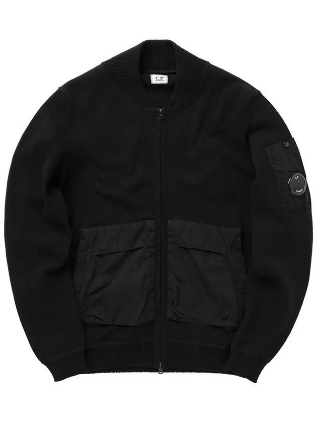 Cotton Mixed Bomber Cardigan Black - CP COMPANY - BALAAN 3