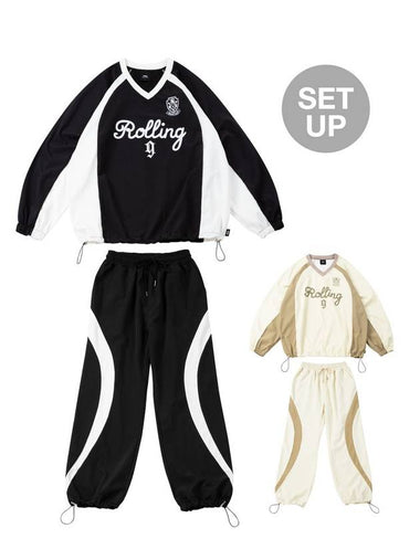 SET nylon color combination raglan warm-up set-up black - MOO - BALAAN 1