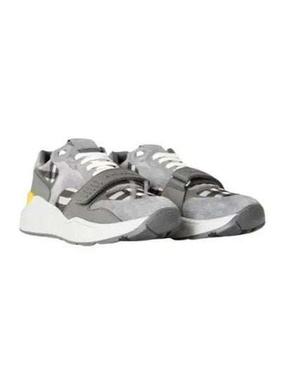 Check Suede Low Top Sneakers Grey - BURBERRY - BALAAN 2