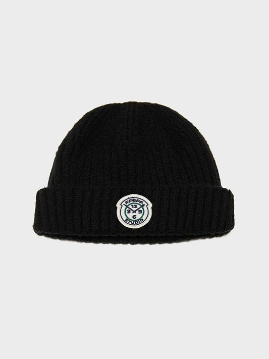 Signature Wappen Wool Short Beanie Black - FFEFF STUDIO - BALAAN 2