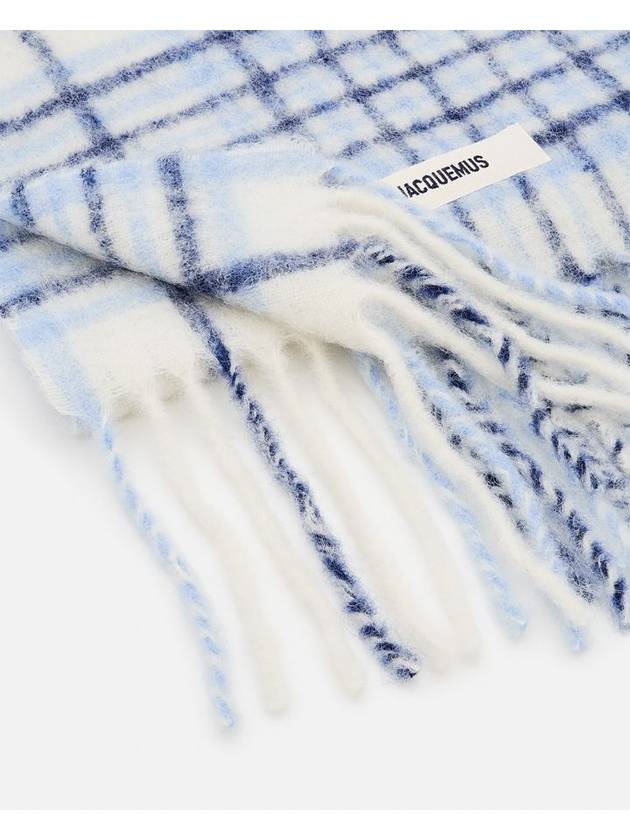 L’echarpe Carro Le Chouchou Jacquard Check Scarf Light Blue - JACQUEMUS - BALAAN 7