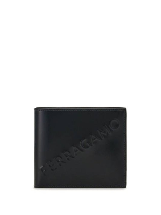 Logo Leather Half Wallet Black - SALVATORE FERRAGAMO - BALAAN 1