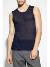 Ride Ribbed Long Tank Sleeveless Navy - AMI - BALAAN 3