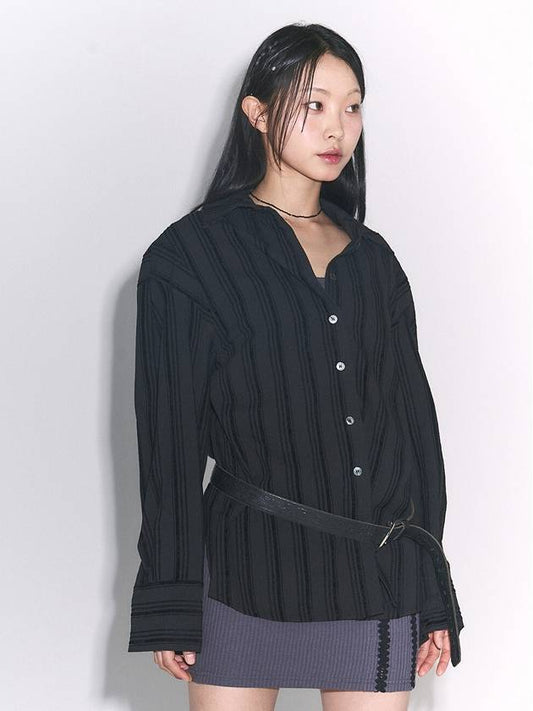 Stripe Oversized Shirts Black - GYEOL - BALAAN 2