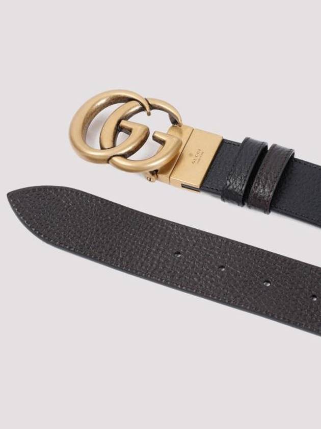 Double G Buckle Reversible Leather Belt Black - GUCCI - BALAAN 3