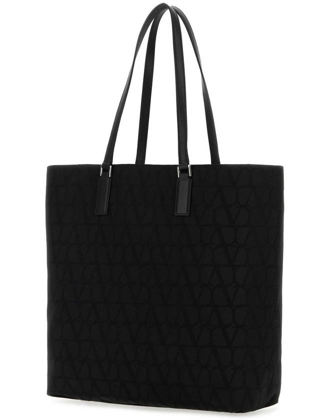 Iconography Shopper Tote Bag Black - VALENTINO - BALAAN 3