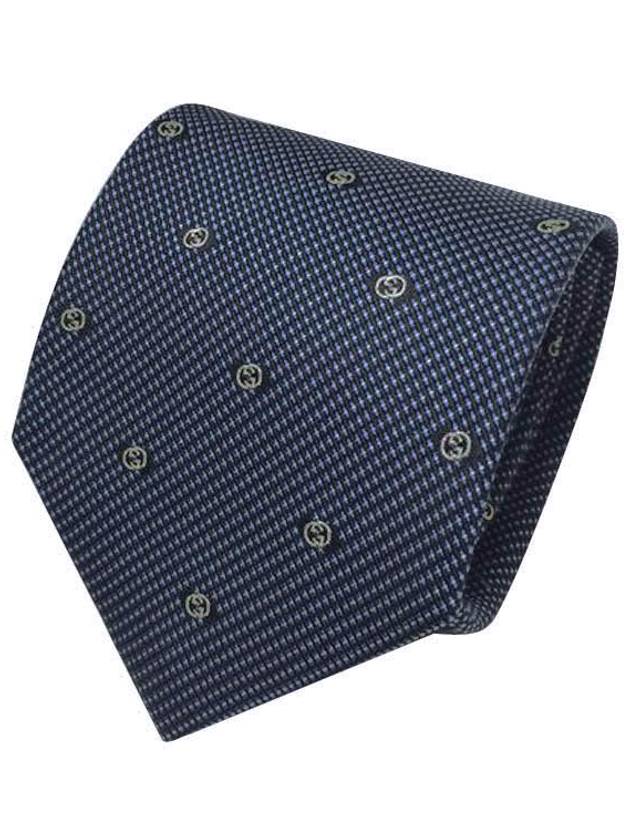 GG Interlocking Logo Silk Tie Black Navy - GUCCI - BALAAN 3