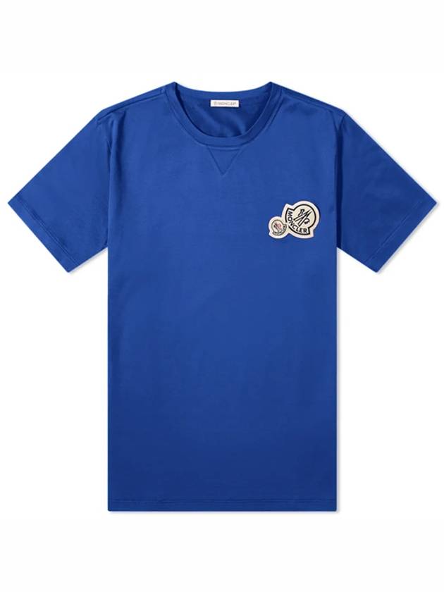 Double Logo Patch Short Sleeve T-Shirt Blue - MONCLER - BALAAN 2