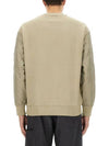 Diagonal Raised Fleece Mixed Quilted Crew Neck Sweatshirt Beige - CP COMPANY - BALAAN 4