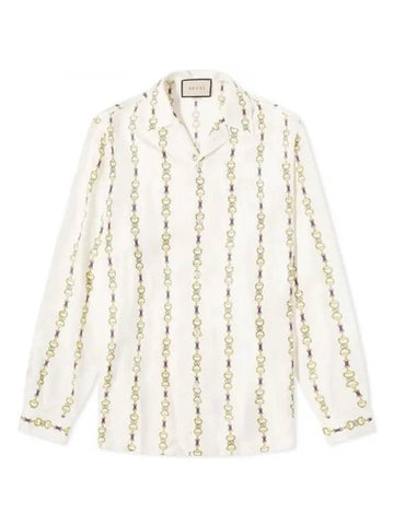 Horsebit Vacation Long Sleeve Shirt Ivory - GUCCI - BALAAN 1