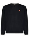 Boke Flower Wool Crew Neck Knit Top Black - KENZO - BALAAN 2