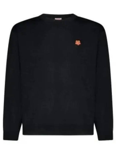 Boke Flower Wool Crew Neck Knit Top Black - KENZO - BALAAN 2