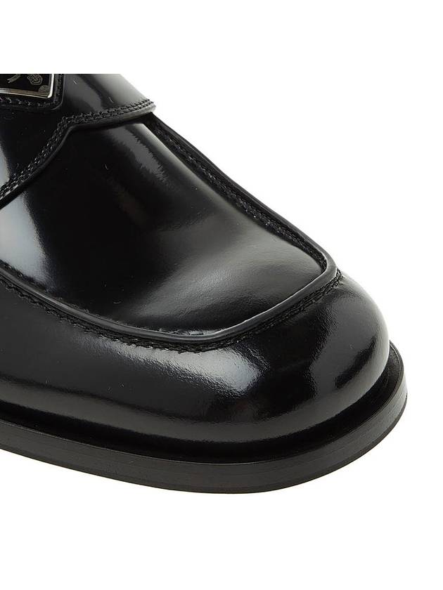 Men's Triangle Logo Leather Loafers Black - PRADA - BALAAN 10