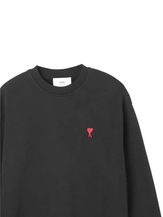 Small Heart Logo Sweatshirt Black - AMI - BALAAN 4