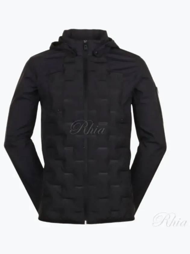 Pattern Padded Hooded Jacket Black - HUGO BOSS - BALAAN 2