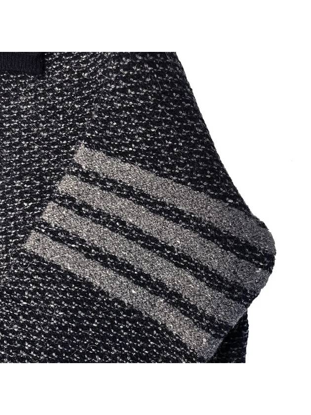 4 Bar Tonal Texture Knit Top Black - THOM BROWNE - BALAAN 5