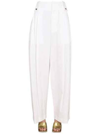 Women's High Waist Pintuck Wide Pants White - BOTTEGA VENETA - BALAAN 2