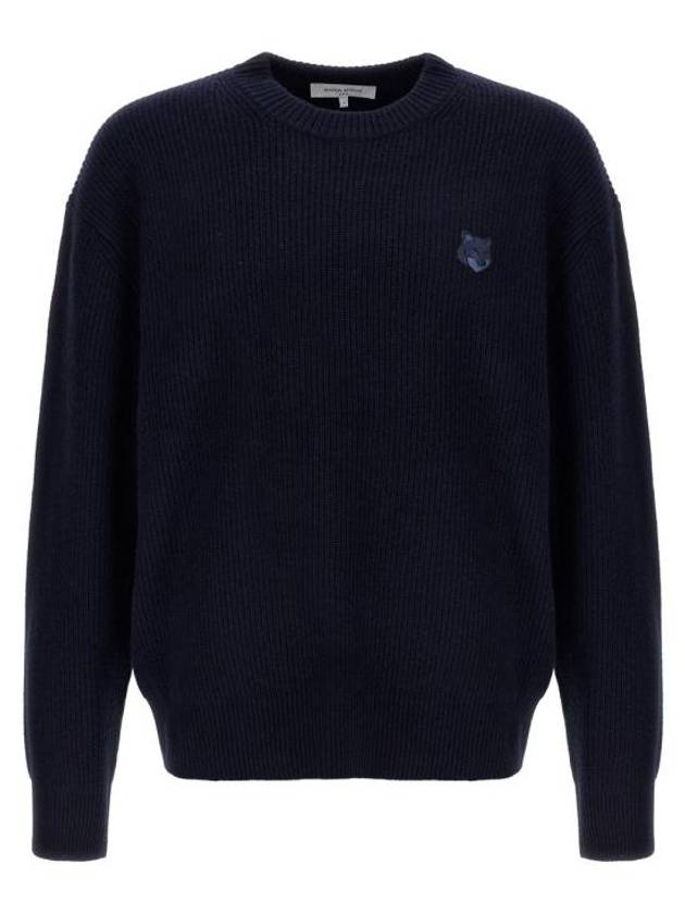 Bold Fox Head Patch Comfort Ribbed Knit Top Navy - MAISON KITSUNE - BALAAN 2