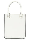 Triangle Logo Brushed Leather Small Tote Bag White - PRADA - BALAAN 7