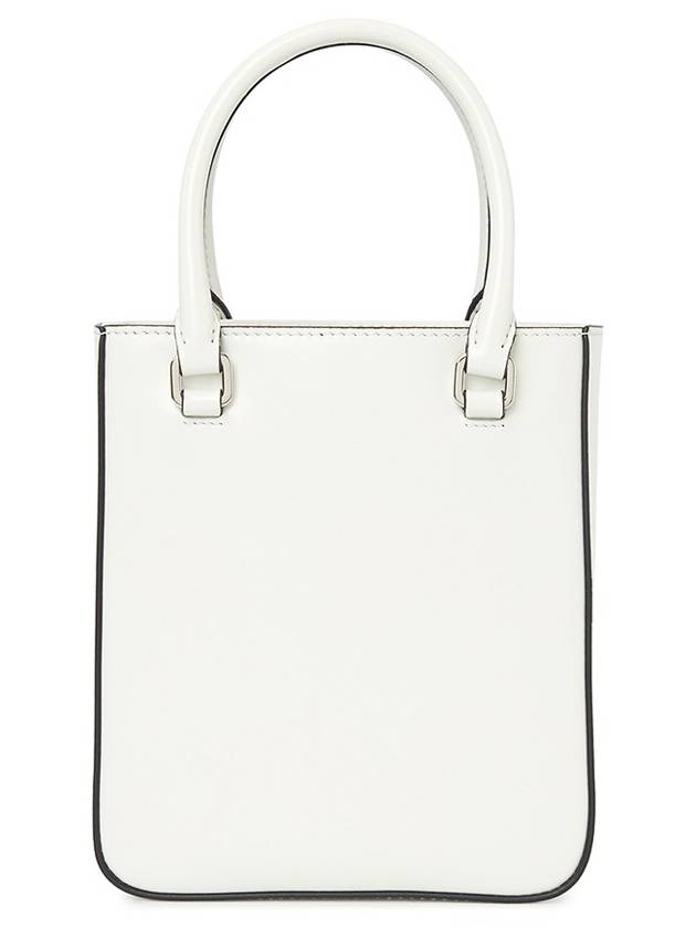 Triangle Logo Brushed Leather Small Tote Bag White - PRADA - BALAAN 7