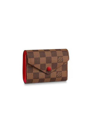 Victorine Damier Eben Halfwallet Brown Red - LOUIS VUITTON - BALAAN.