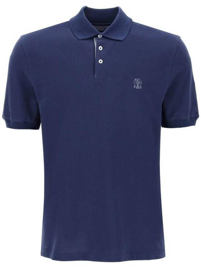 Logo Cotton Polo Shirt Navy - BRUNELLO CUCINELLI - BALAAN 2