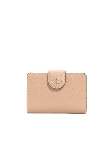 Corner Zipper Bifold Half Wallet Taupe - COACH - BALAAN 1