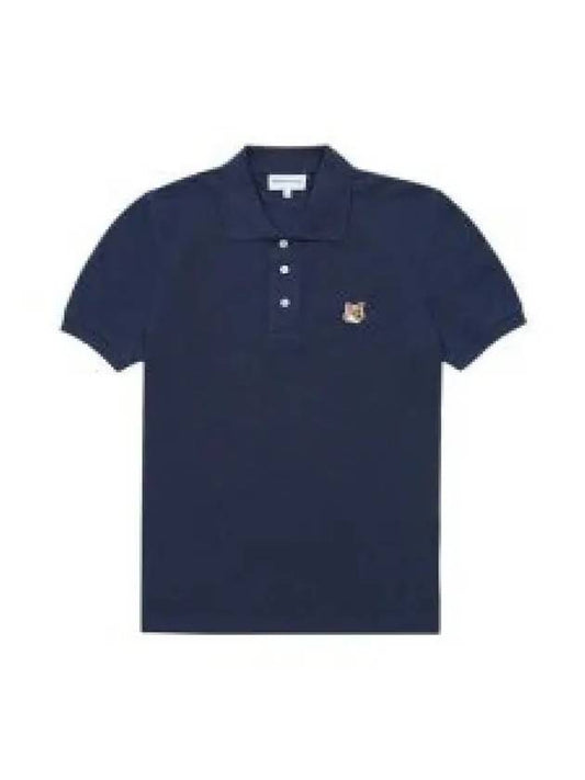 Fox Head Patch Cotton Polo Shirt Blue - MAISON KITSUNE - BALAAN 2