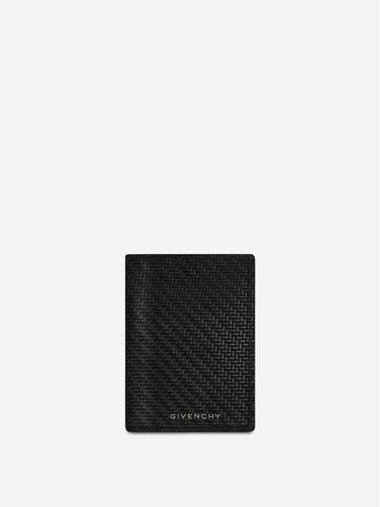 Braided Effect Leather Half Wallet Black - GIVENCHY - BALAAN 1