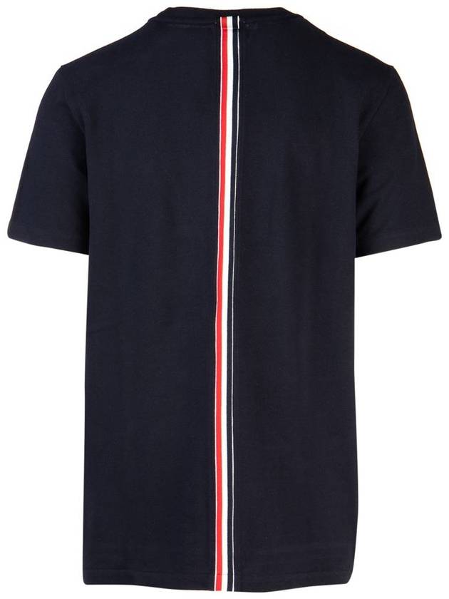 Men's Center Back Striped Short Sleeve T-Shirt Navy - THOM BROWNE - BALAAN 3