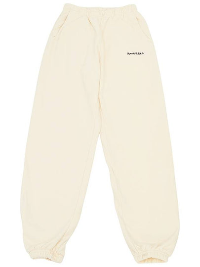 Training Logo Cotton Jogger Track Pants Beige - SPORTY & RICH - BALAAN 2