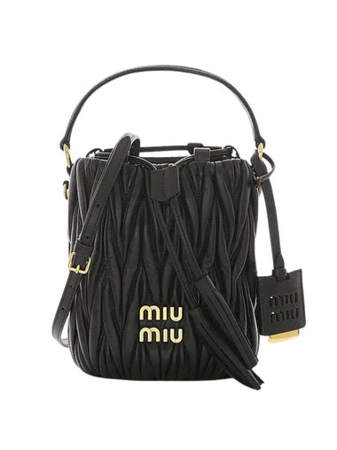 Matelasse Nappa Leather Bucket Bag Black - MIU MIU - BALAAN 1